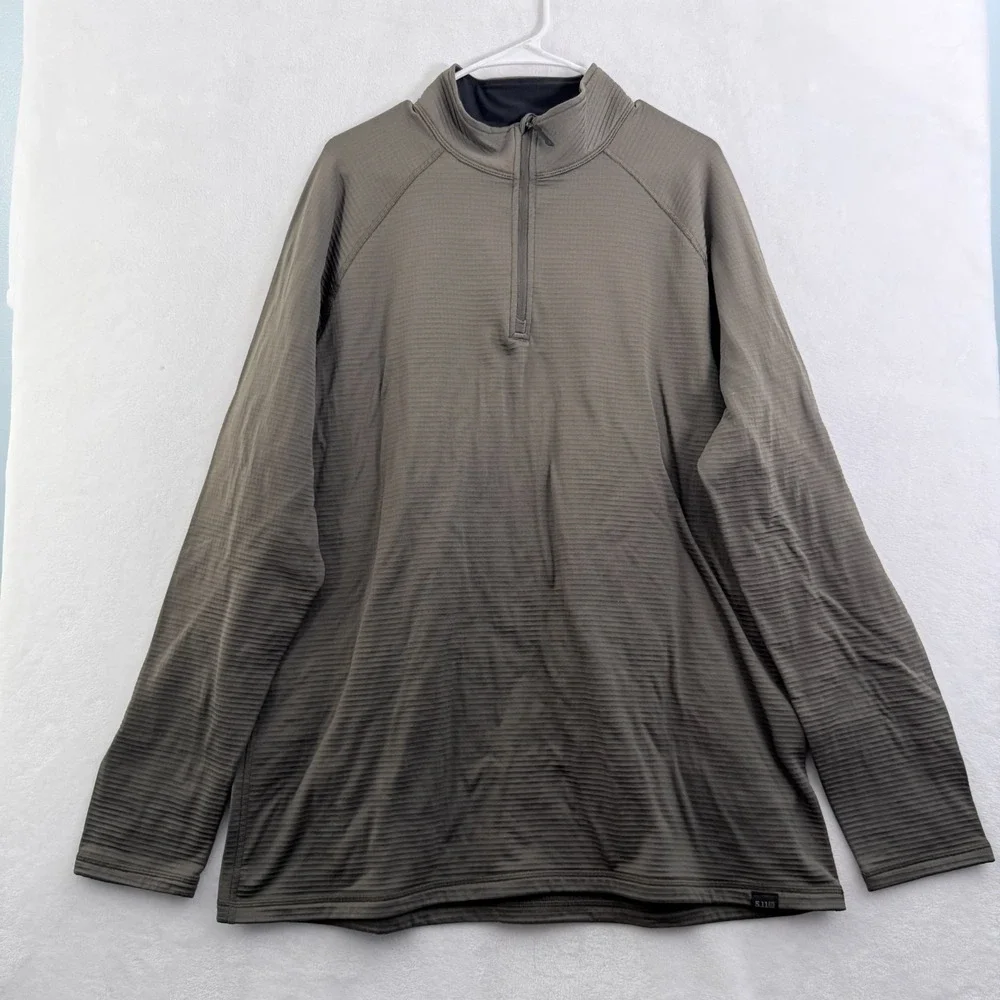 511 Tactical 1/4 Zip Stratos Pullover Mens XL Gray Hiking Waffle Performance